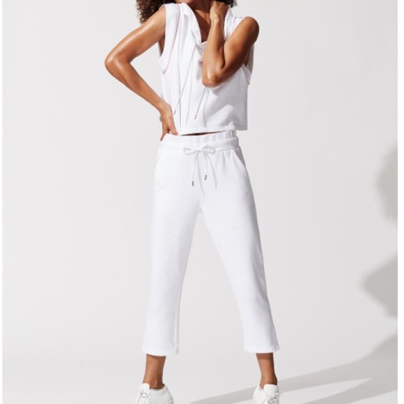 white cropped joggers